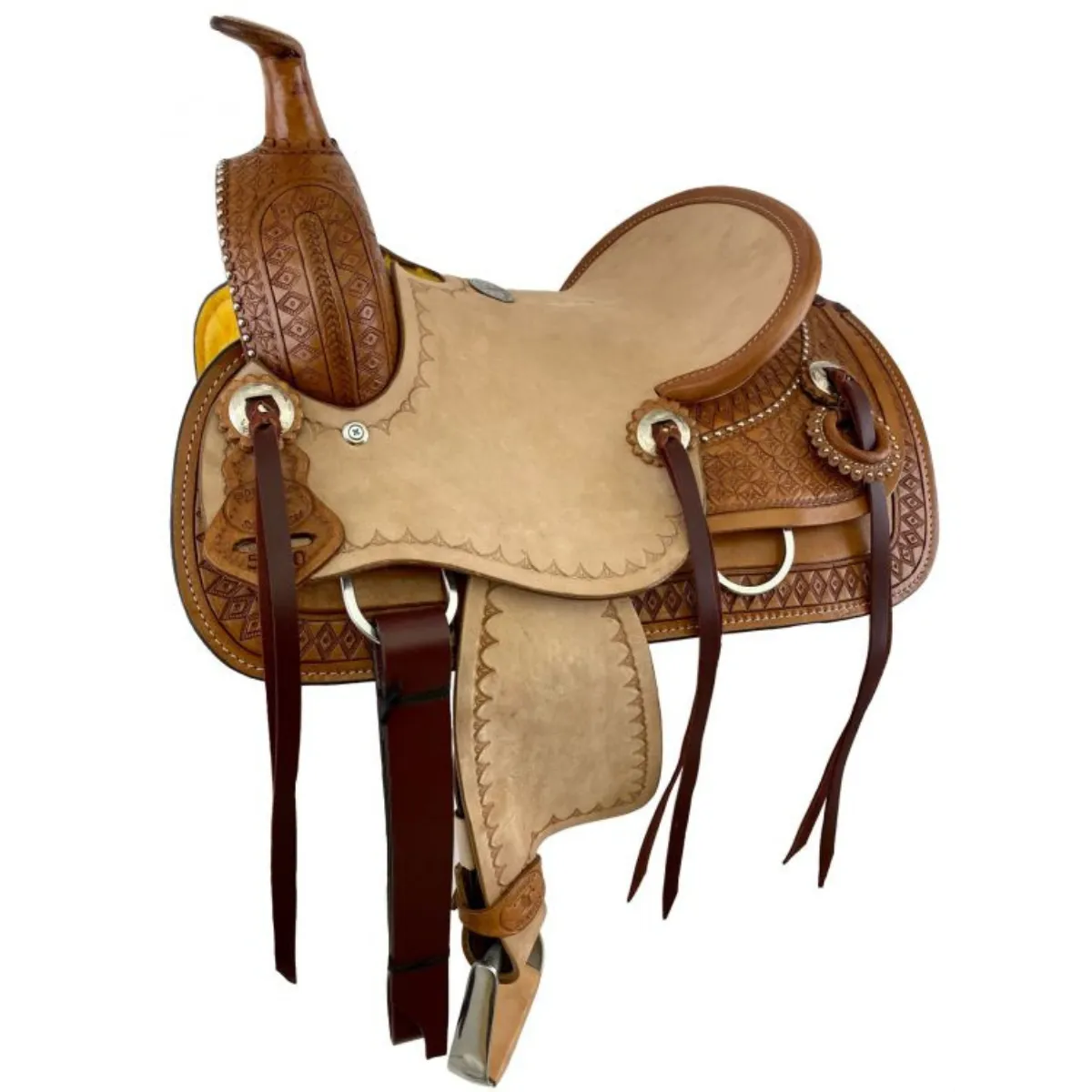 12" DOUBLE T YOUTH ROPING SADDLE WITH DIAMOND TOOLING