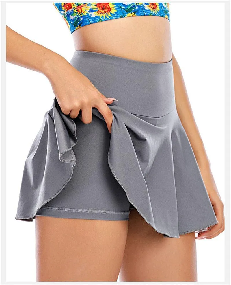 2 in 1 Sports Gym Golf Dancing Running Fitness Yoga Skorts Shorts and Mini Pleated Tennis Skirt