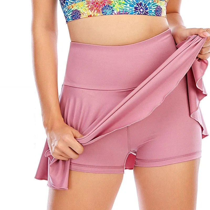 2 in 1 Sports Gym Golf Dancing Running Fitness Yoga Skorts Shorts and Mini Pleated Tennis Skirt