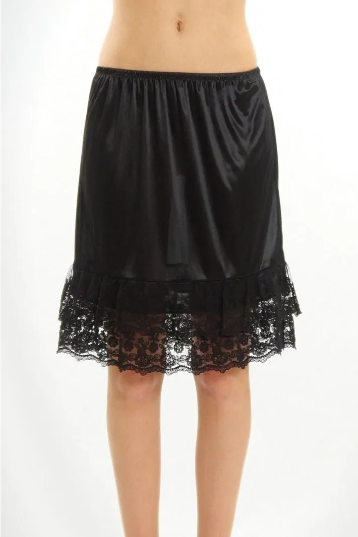 21” Tiered Lace Half Slip in Black