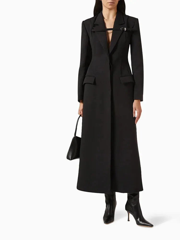 A&A Belted Collar Maxi Tunic Trench Coat