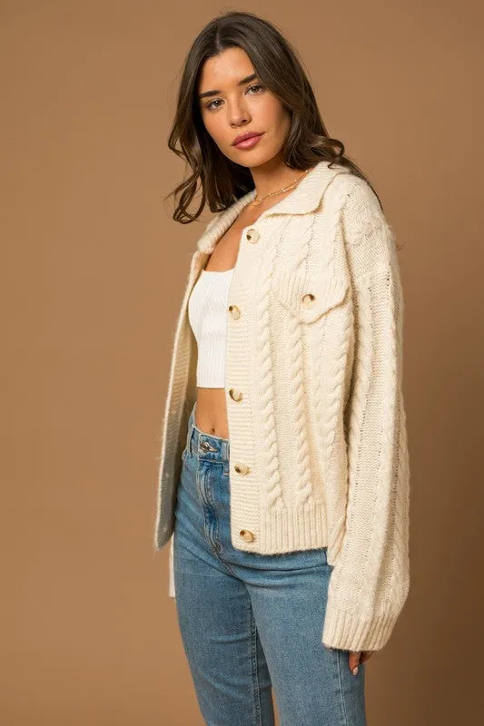 Abigail Cable Sweater Cardigan