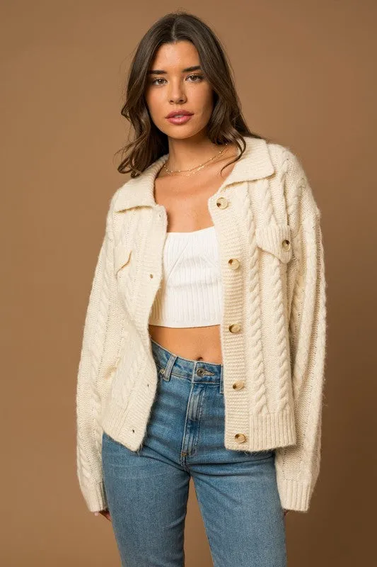 Abigail Cable Sweater Cardigan