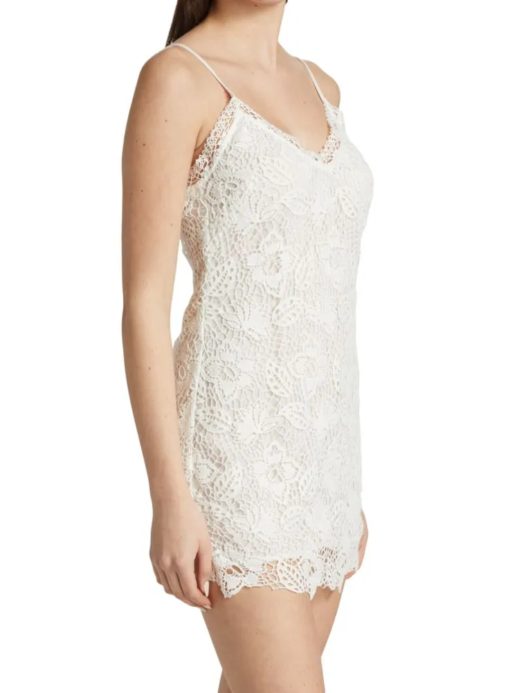 Aleah Crochet V-Neck Rag & Bone Mini Dress, Ivory