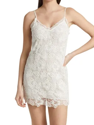 Aleah Crochet V-Neck Rag & Bone Mini Dress, Ivory