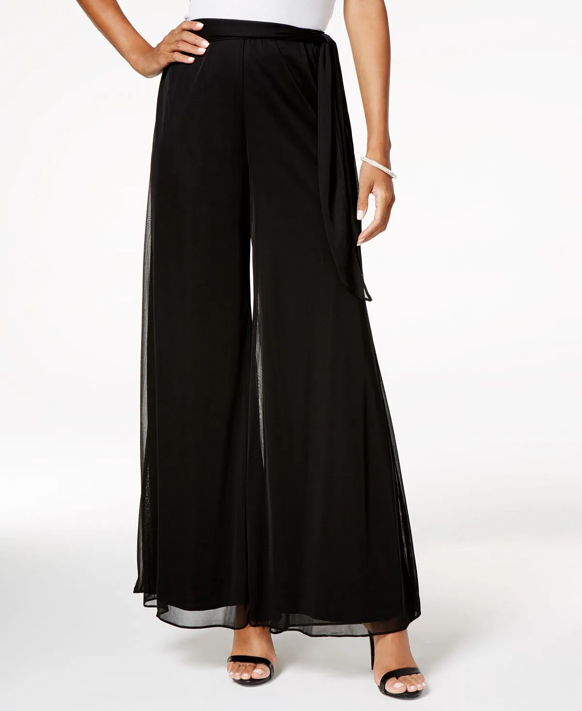 Alex Evenings Wide Leg Pants with Belt, Regular and Petite, Black