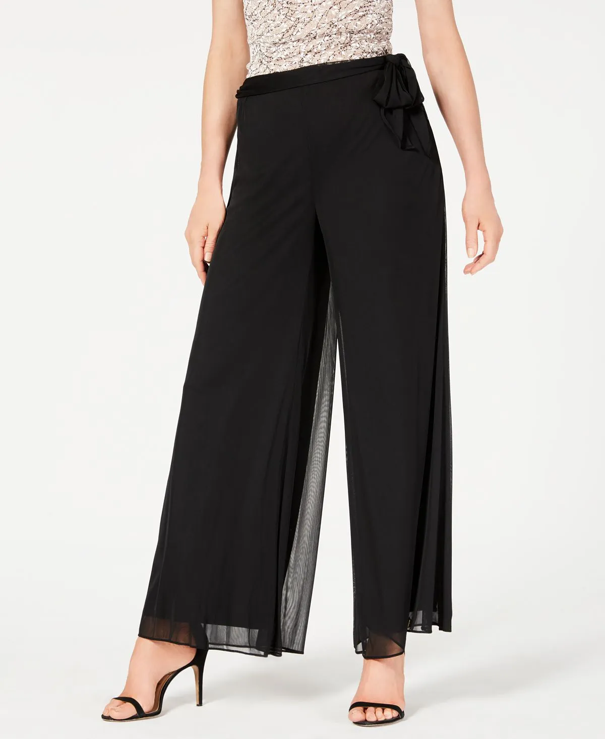 Alex Evenings Wide Leg Pants with Belt, Regular and Petite, Black