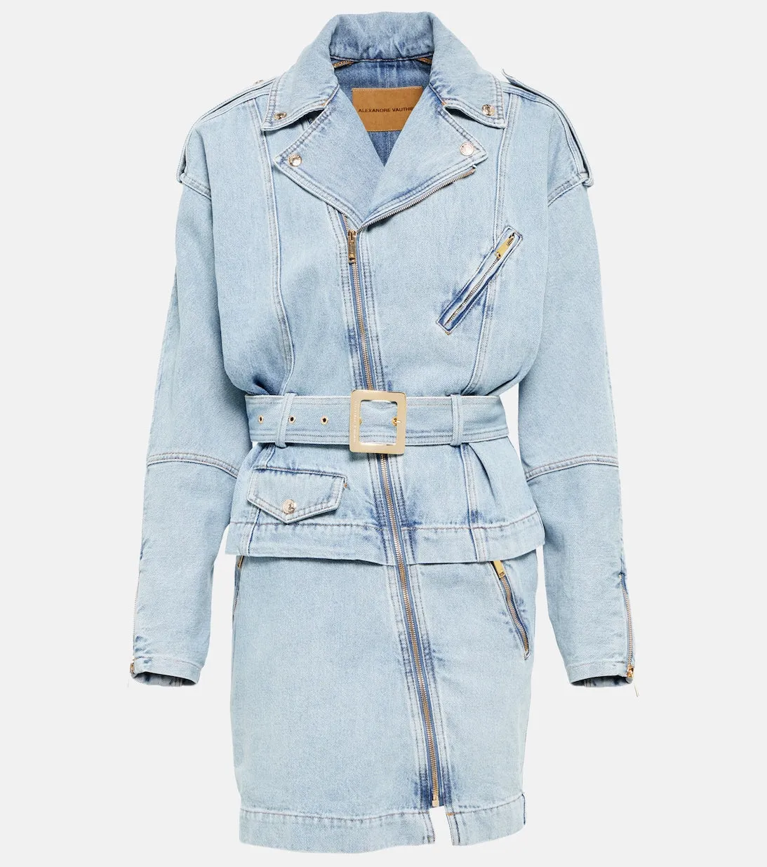 ALEXANDRE VAUTHIER asymmetrical zip-up denim mini dress, blue