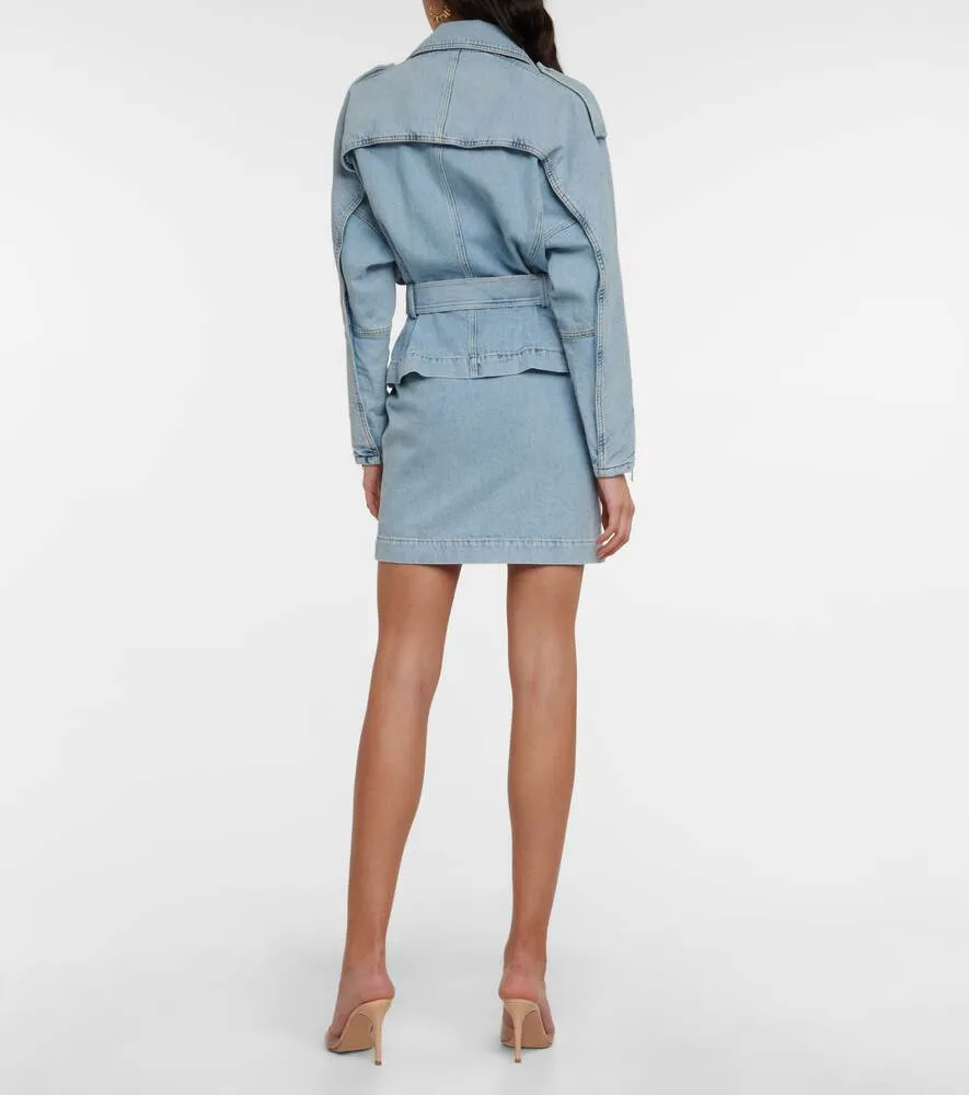 ALEXANDRE VAUTHIER asymmetrical zip-up denim mini dress, blue