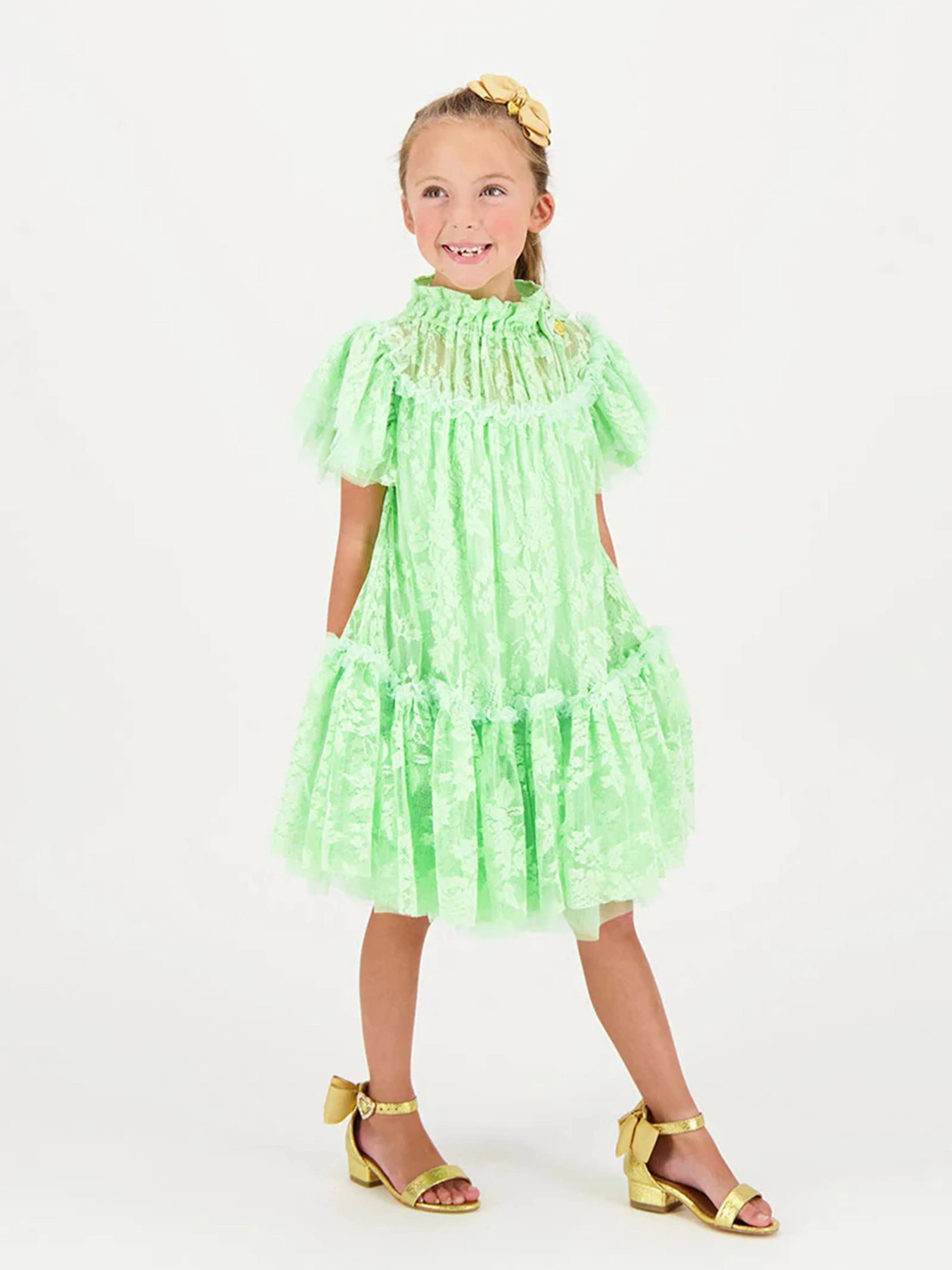 Angels Face Girls Vida Lace Dress in Green