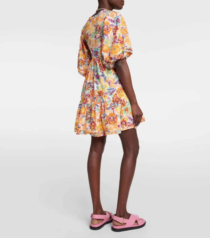 Aria cotton mini dress with floral print POUPETTE ST BARTH, multicolor