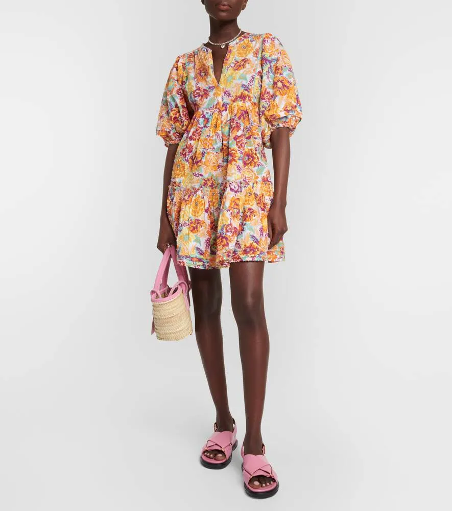 Aria cotton mini dress with floral print POUPETTE ST BARTH, multicolor