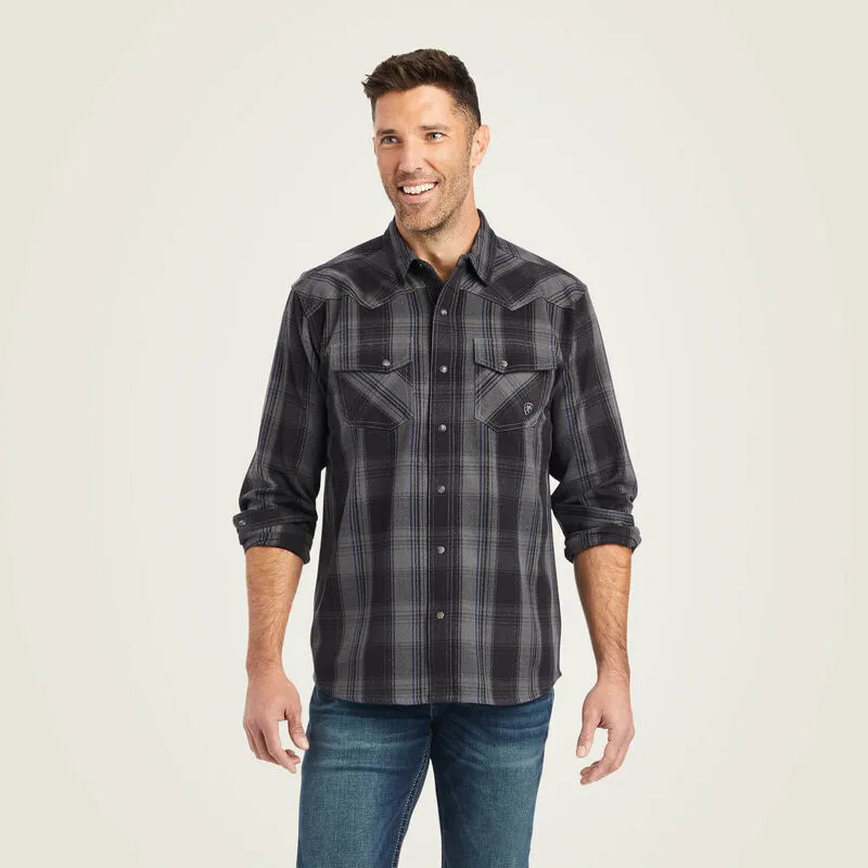 Ariat® Men's "Herrold Retro" Snap Long Sleeve Western Shirt - Black Plaid