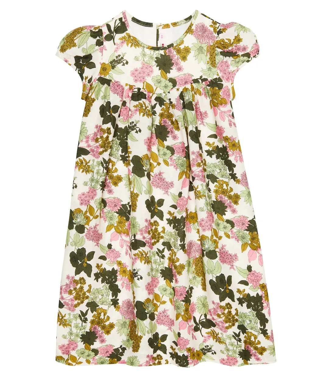 Arletty Linen Cotton Dress with Bonpoint Floral Print, Multicolor