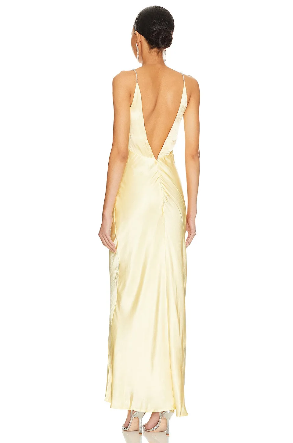 Bardot Capri Diamonte Slip Dress, Canary Yellow