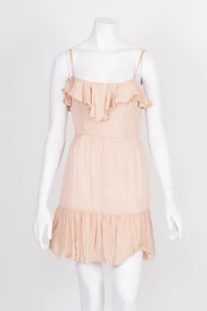 Bardot Pink Polka Dot Ruffle Detail Silk Dress 8