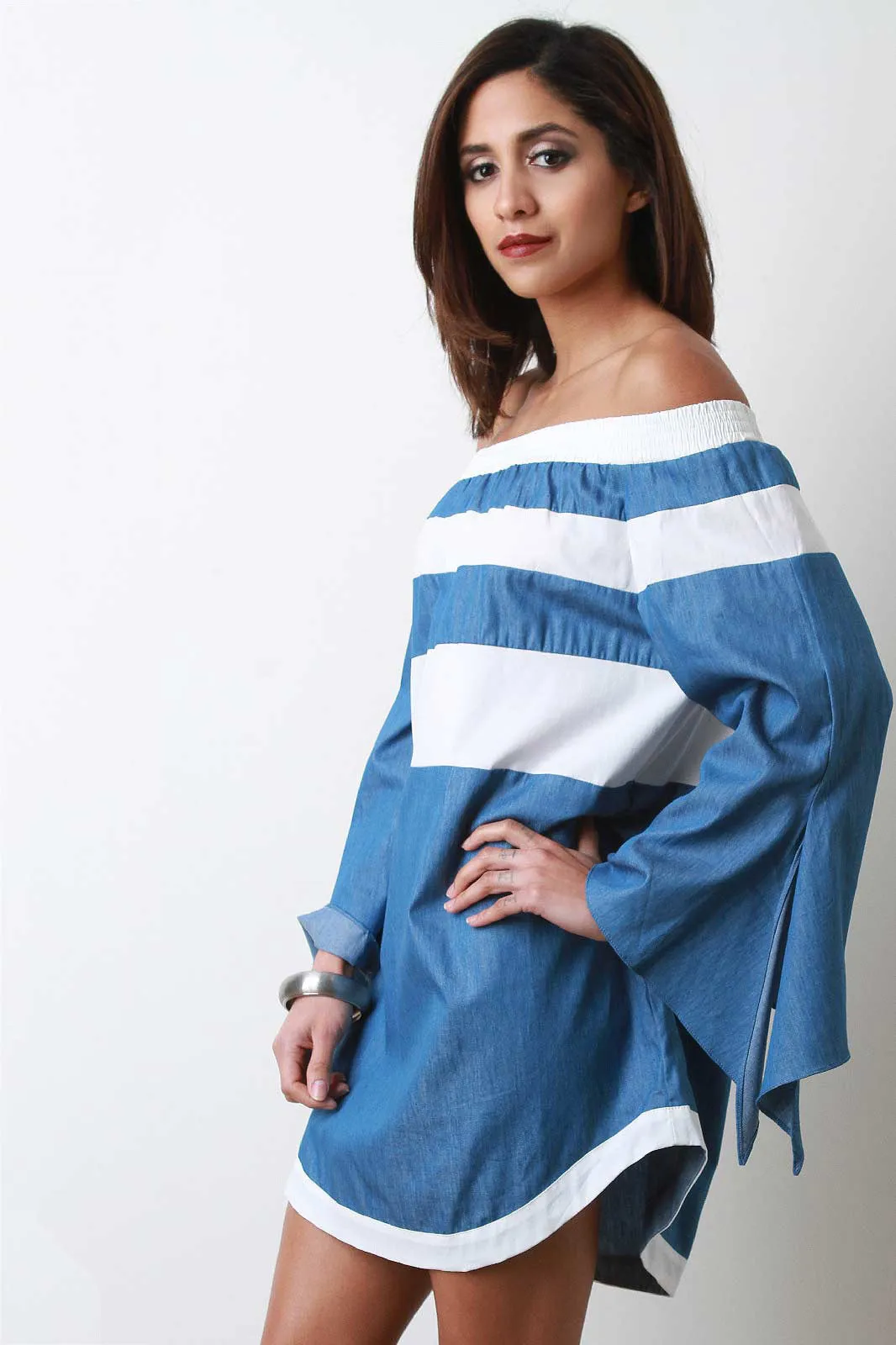 Bardot Striped Chambray Dress