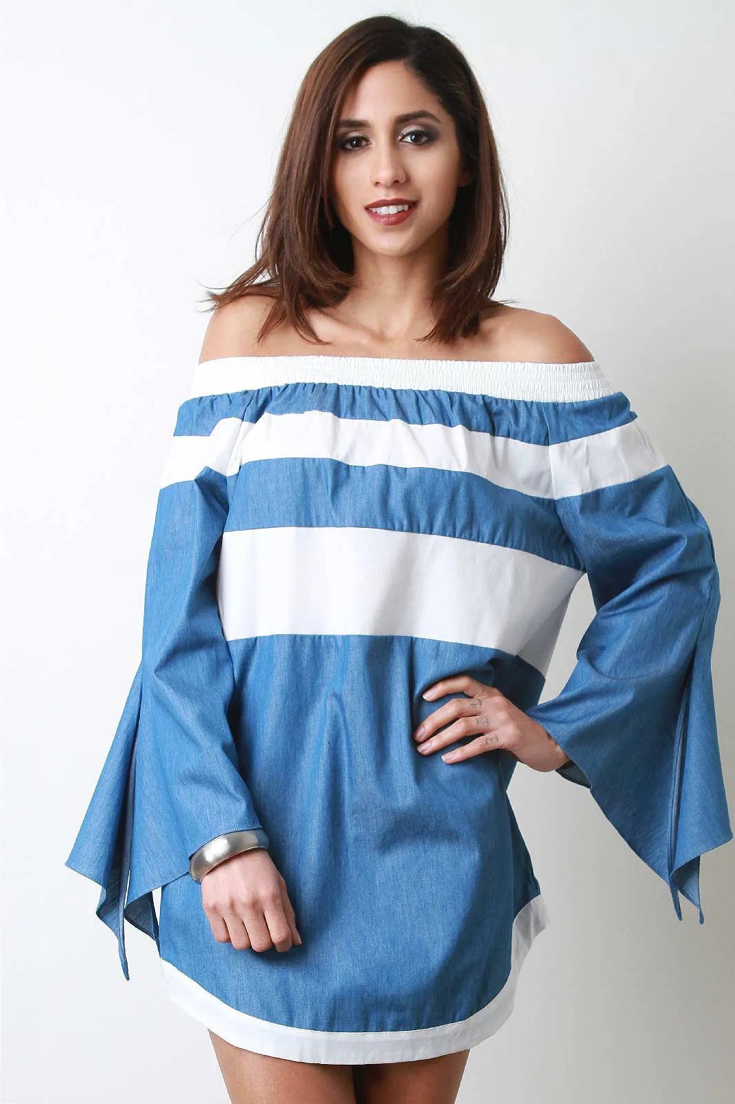 Bardot Striped Chambray Dress