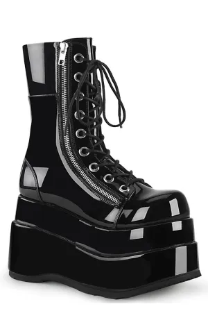 BEAR-265 Black Patent Platform Boots