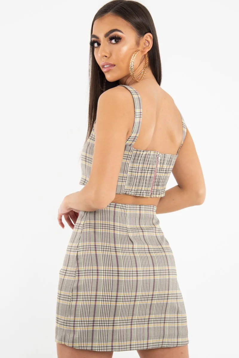 Beige Checked Crop Top - Bianka