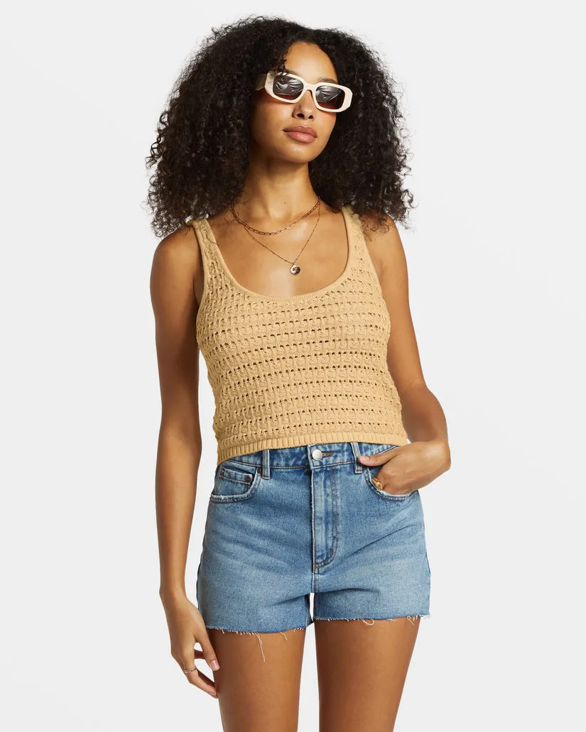 Billabong Hot Shot Crochet Tank Top - HEMP 2