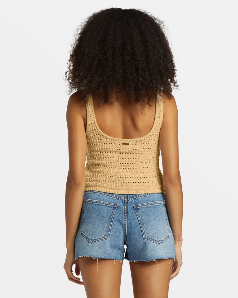 Billabong Hot Shot Crochet Tank Top - HEMP 2