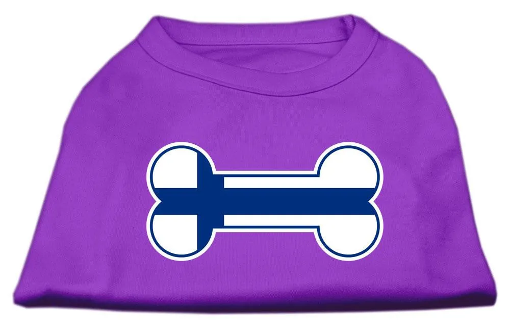 Bone Shaped Finland Flag Screen Print Shirts Purple XXL (18)