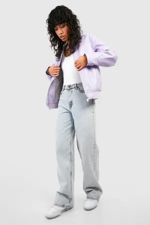 Boohoo faux leather oversized bomber jacket, lilac