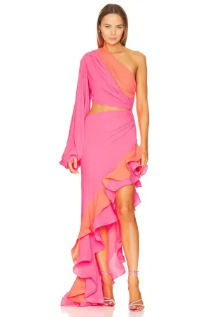 Bronx and Banco Hanna Gown Dress, Pink & Coral