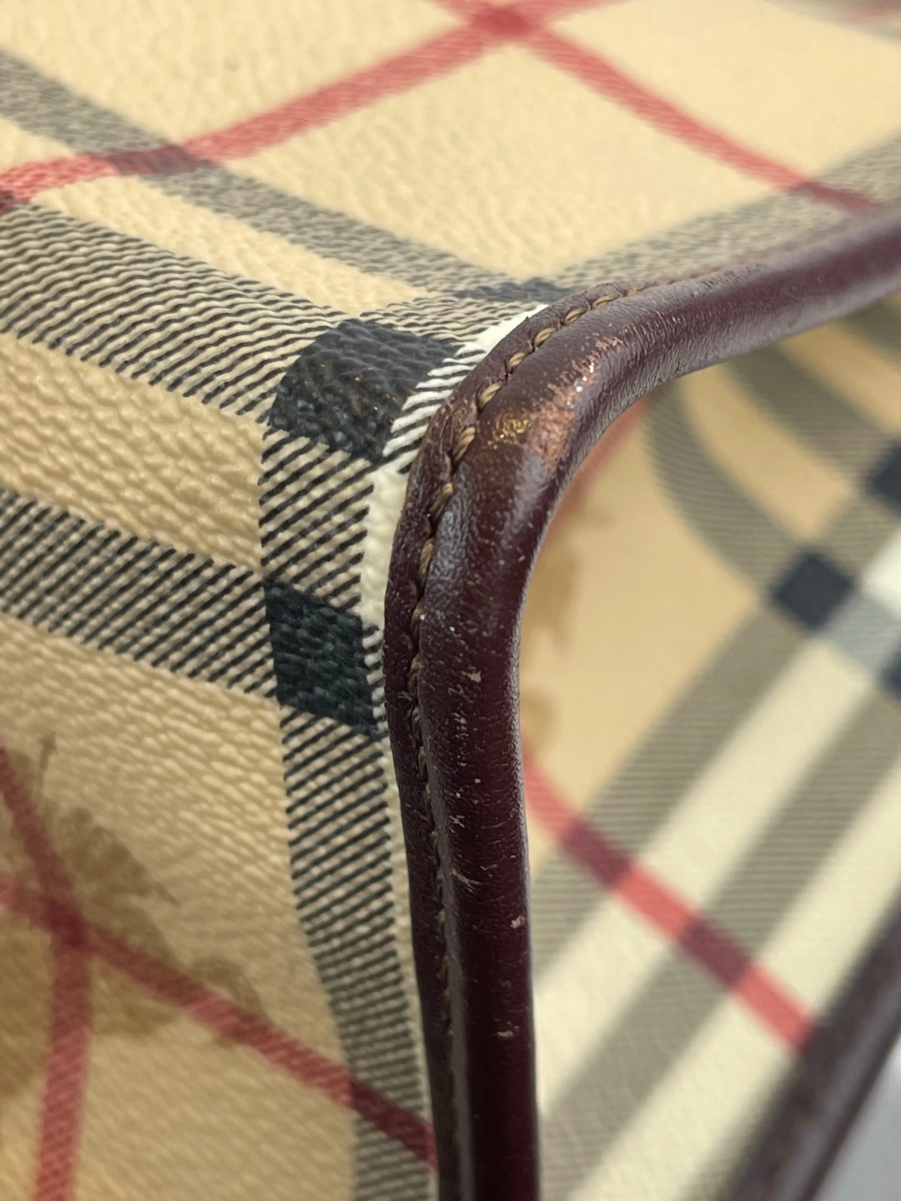 Burberry checked leather tote