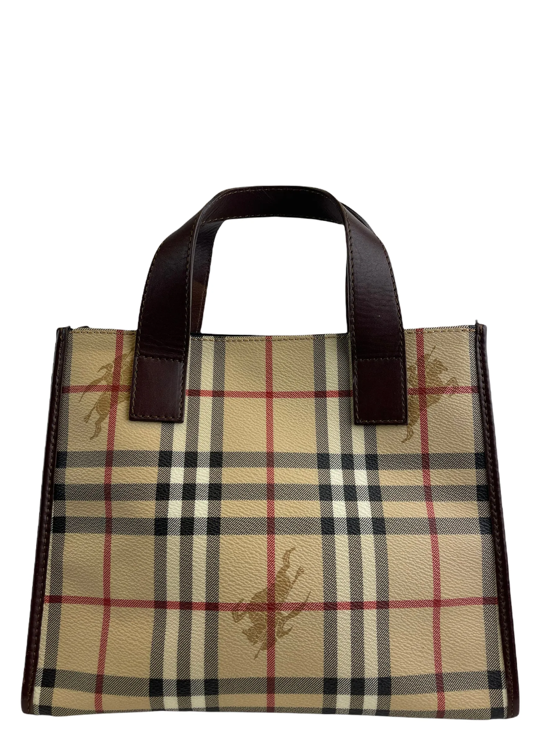 Burberry checked leather tote