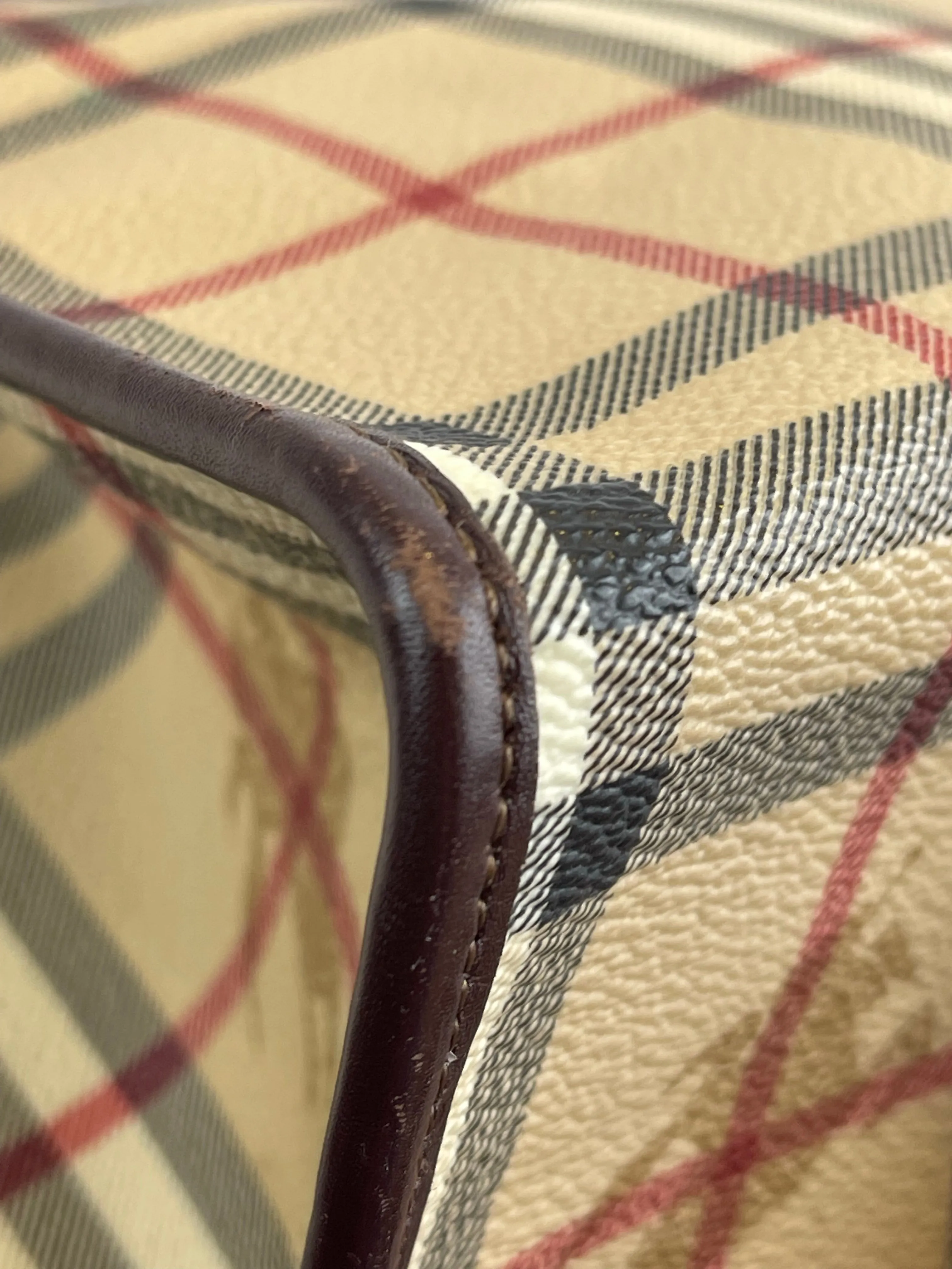 Burberry checked leather tote