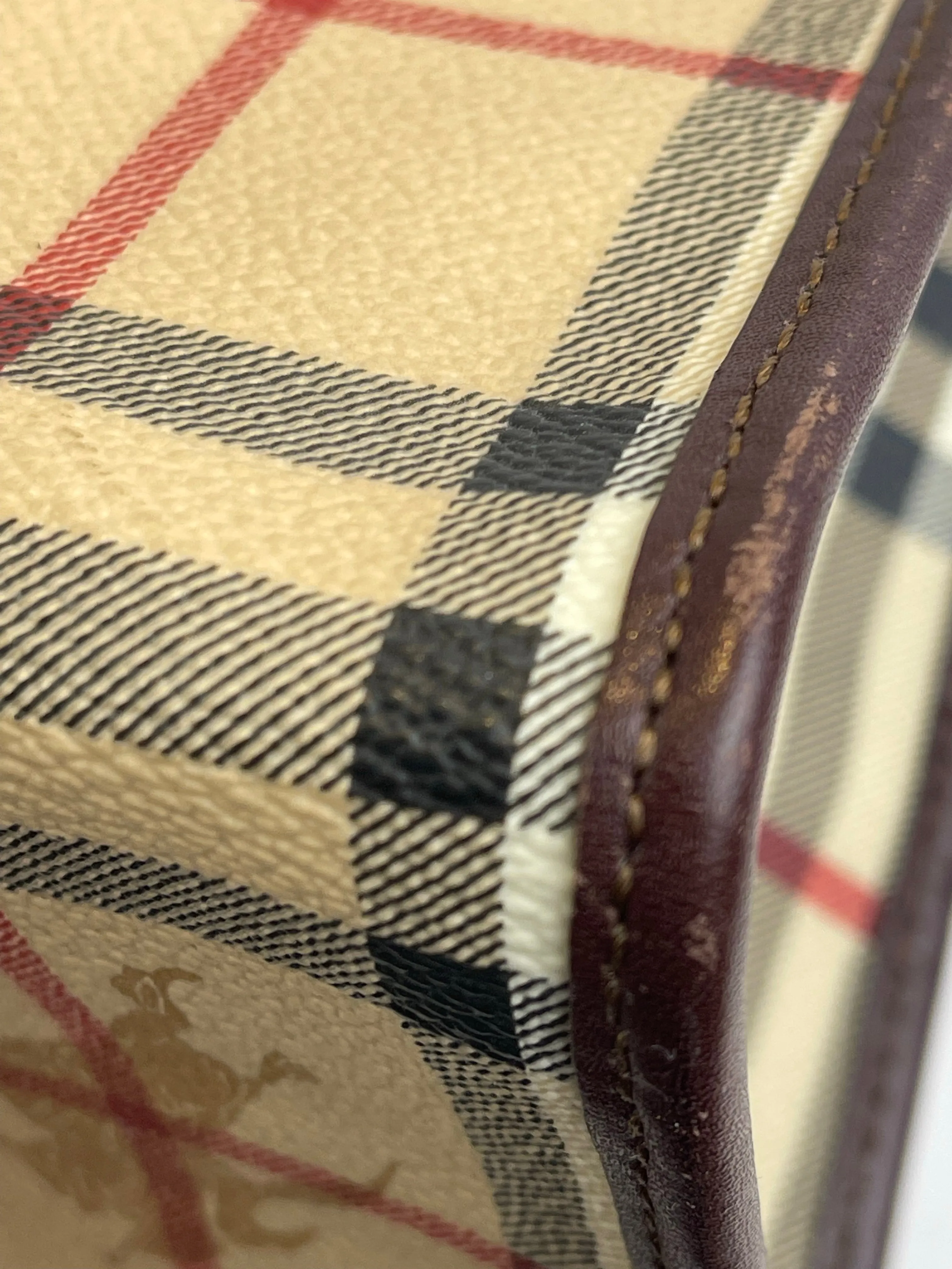 Burberry checked leather tote