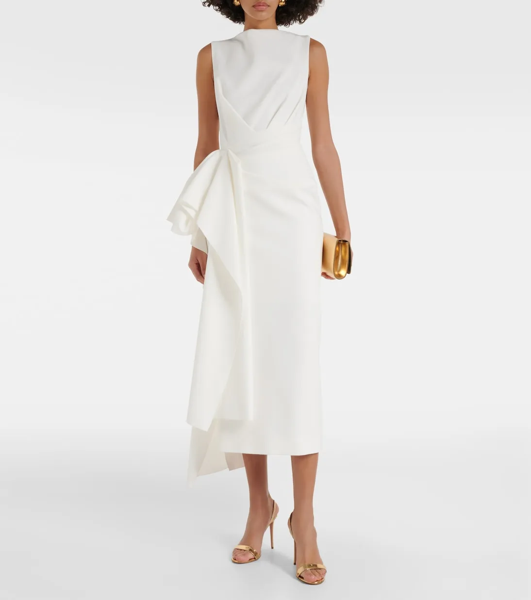 Calatrava midi dress in Roksanda crepe, white