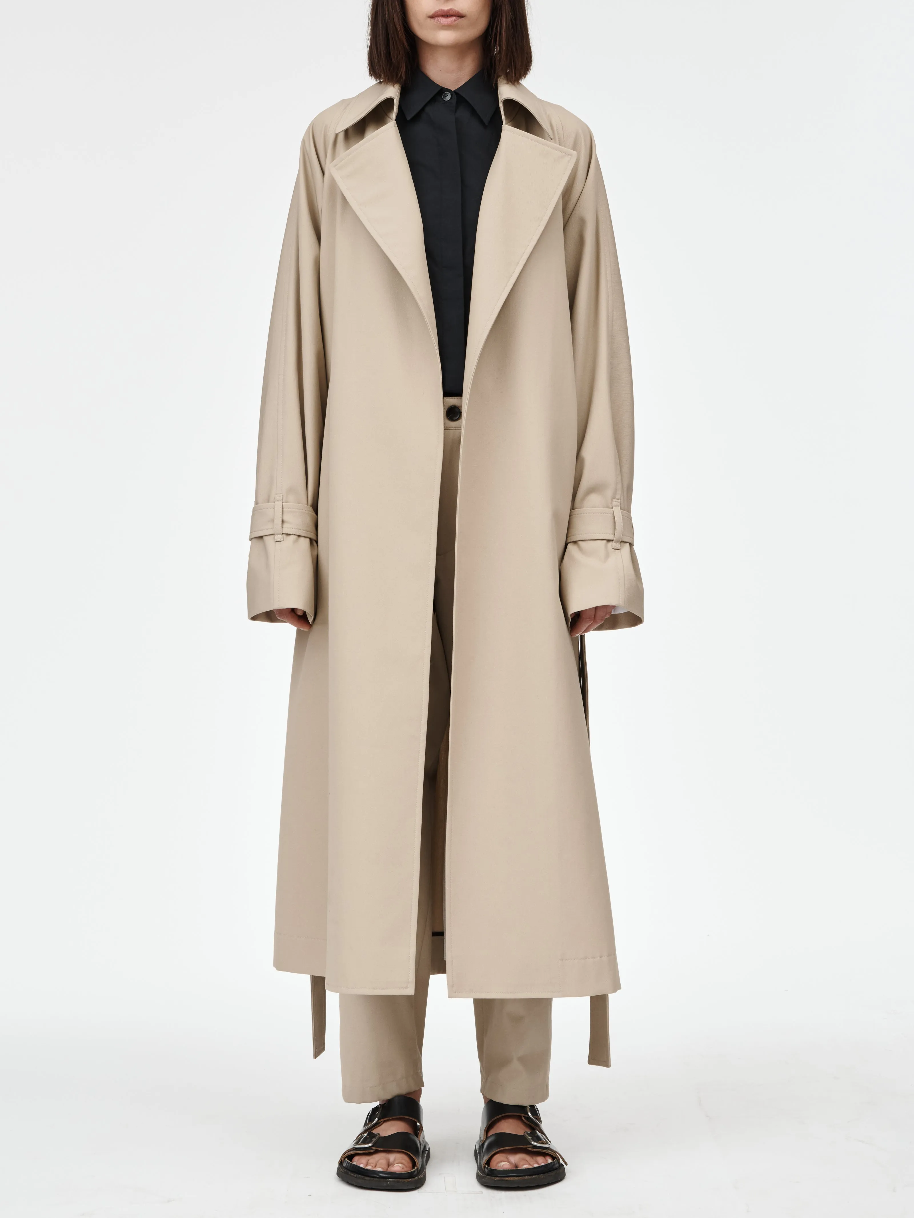 Cape Trench Coat in Sand