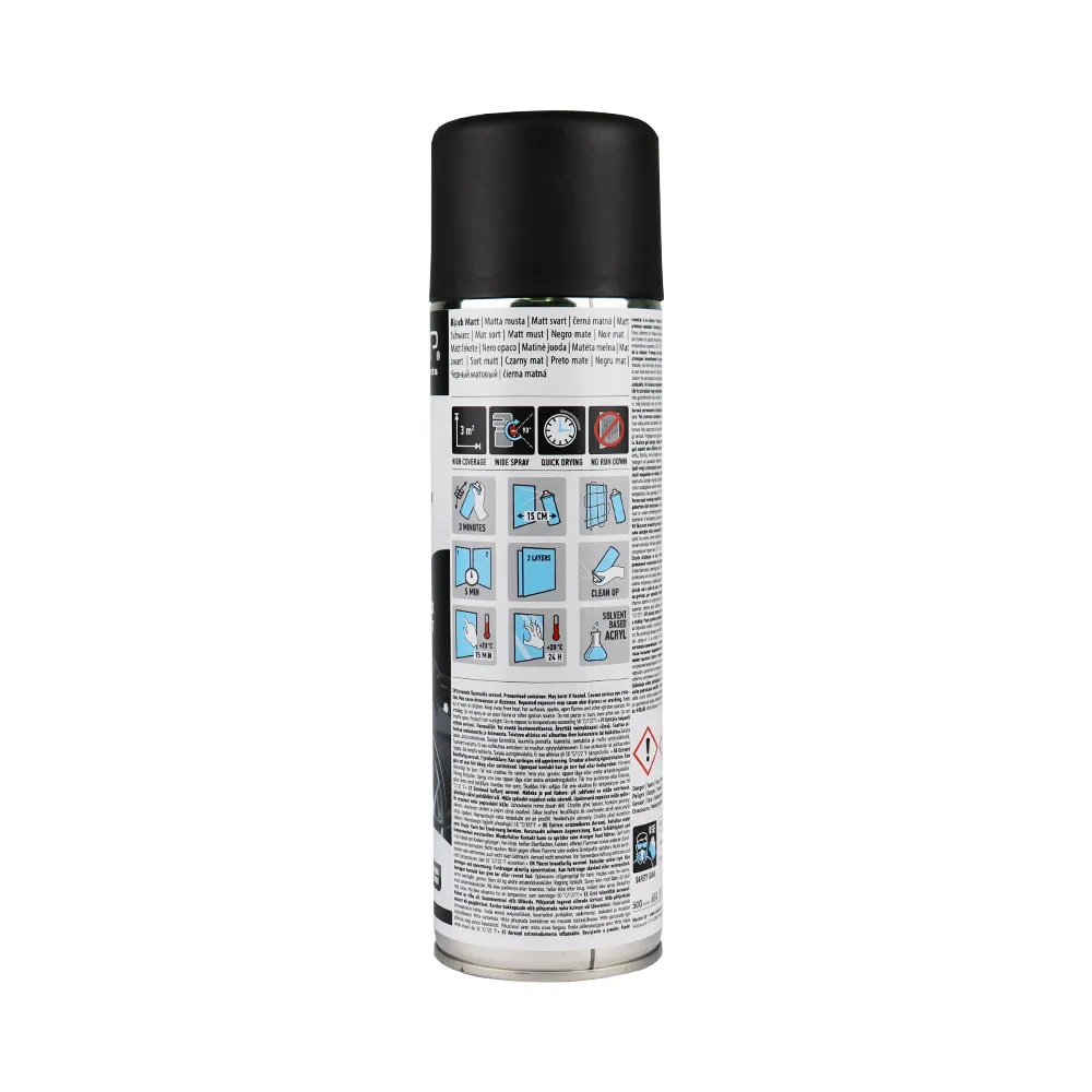 CAR-REP Professional Automotive Matt Acrylic Aerosol 500ml Black x 2 Pack