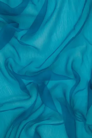 Caribbean Sea Silk Crinkled Chiffon Fabric