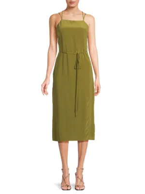 Carris Equipment Silk Midaxi Dress with Straps, Avocado