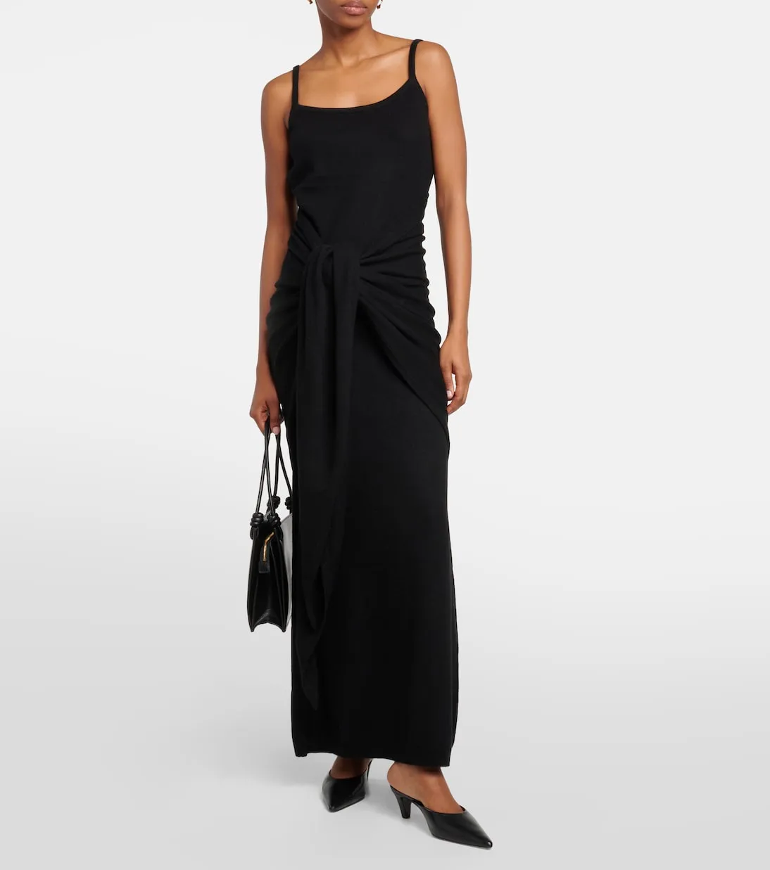 Cashmere maxi dress with Toteme scarf, black