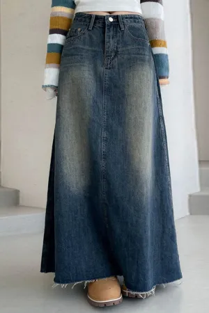 Casual Solid Patchwork High Waist Regular Denim Skirts