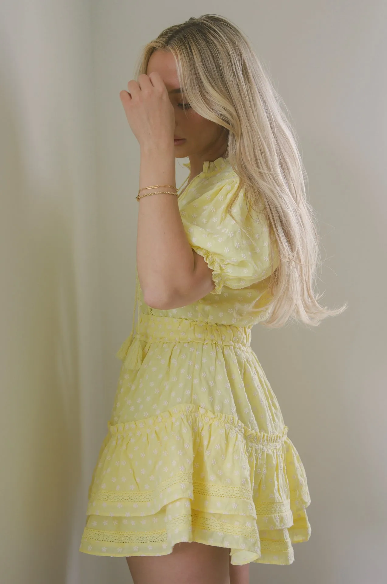 Catalina Yellow Ruffle Mini Dress