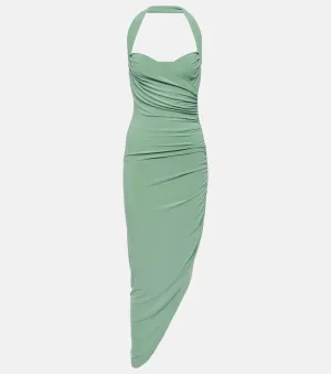 Cayla asymmetrical midi dress with halter collar Norma Kamali, green