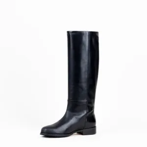 Clara Black Leather Knee Boots