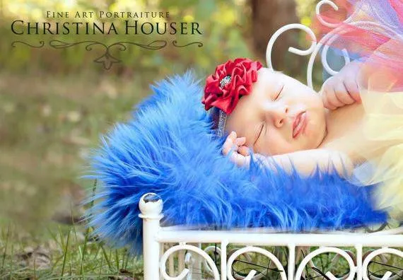 Cobalt Blue Mongolian Faux Fur Photography Prop Rug Newborn Baby Toddler