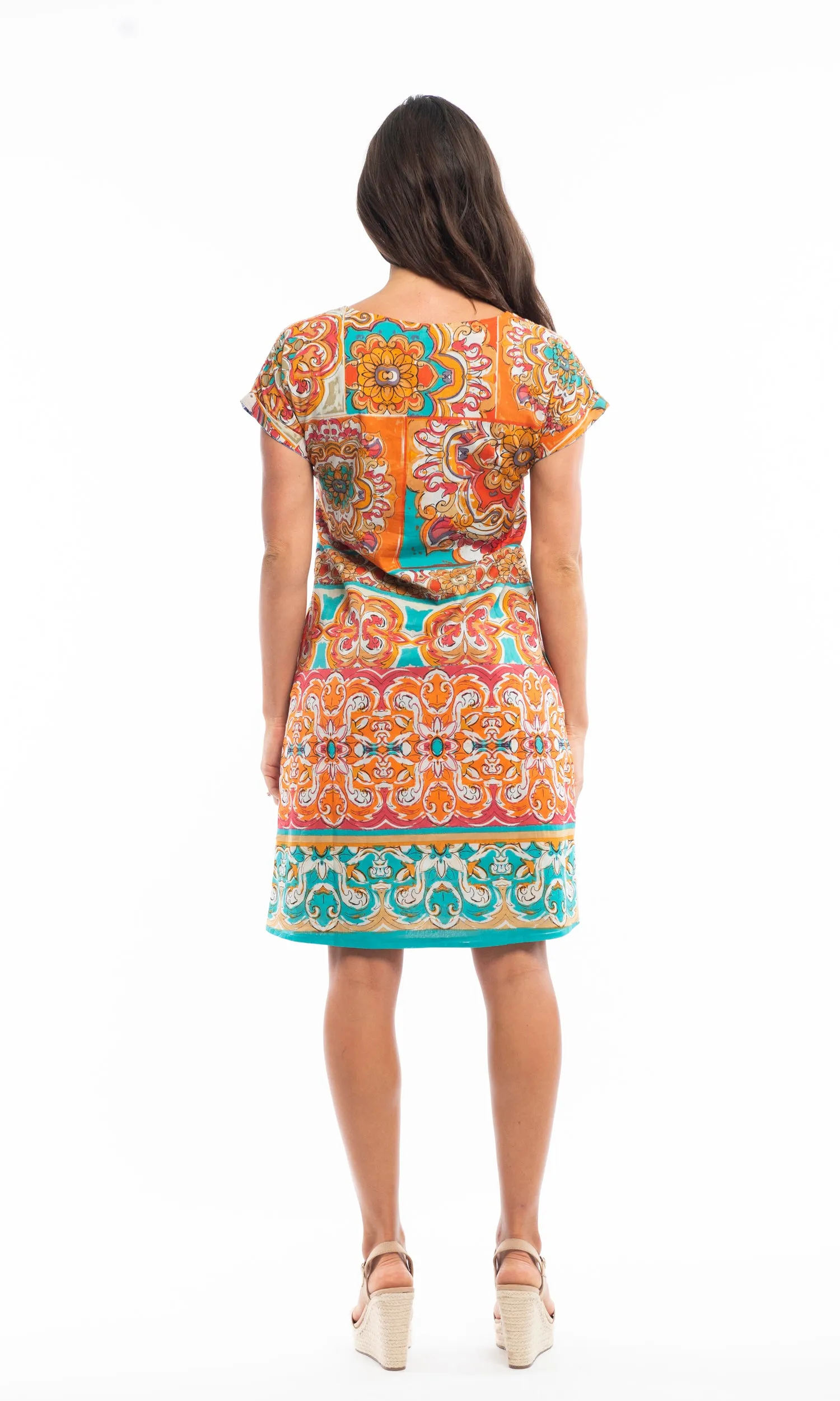 Cotton Dress Shift Reversible Mauresque