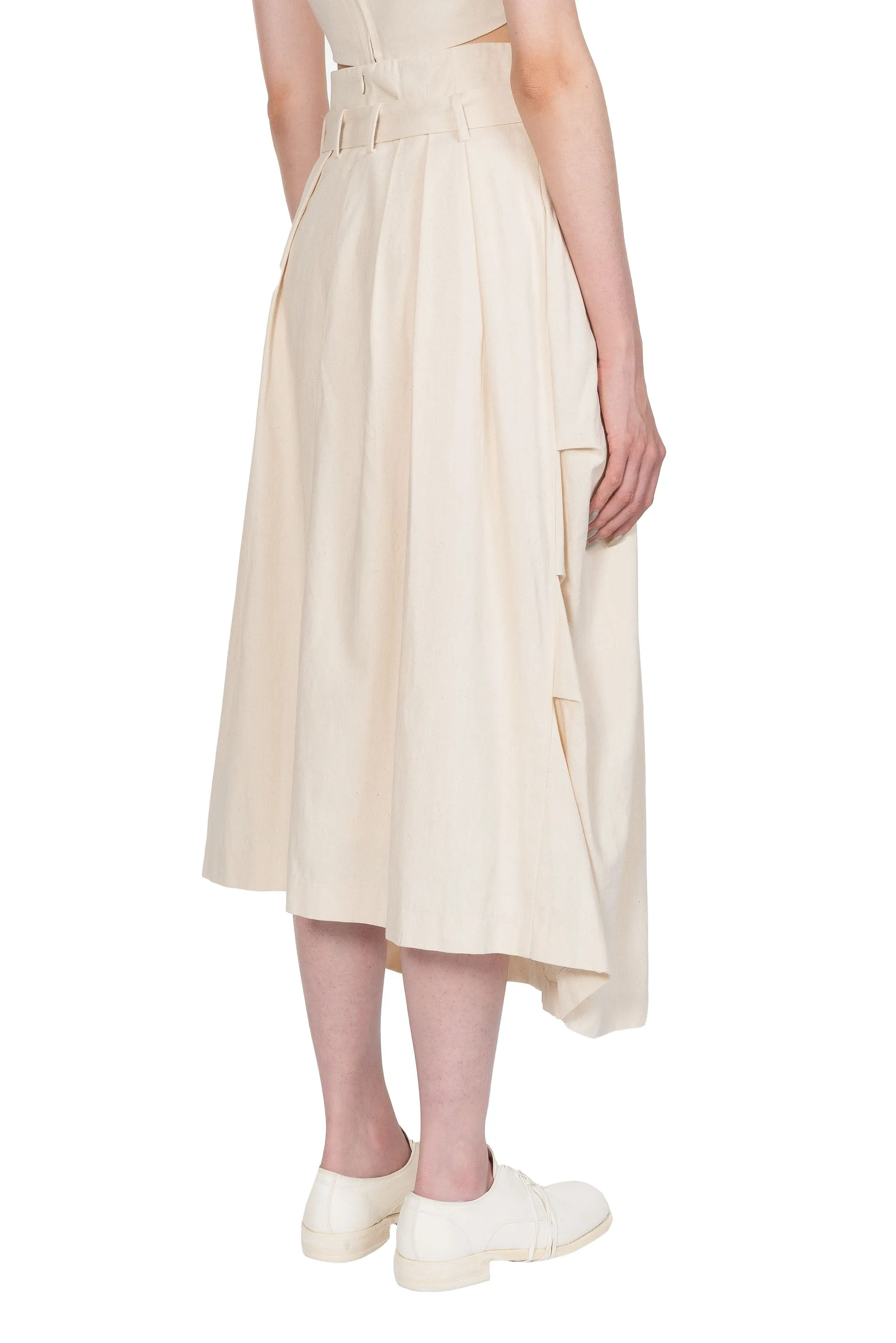 Cotton Side Pleated Skirt