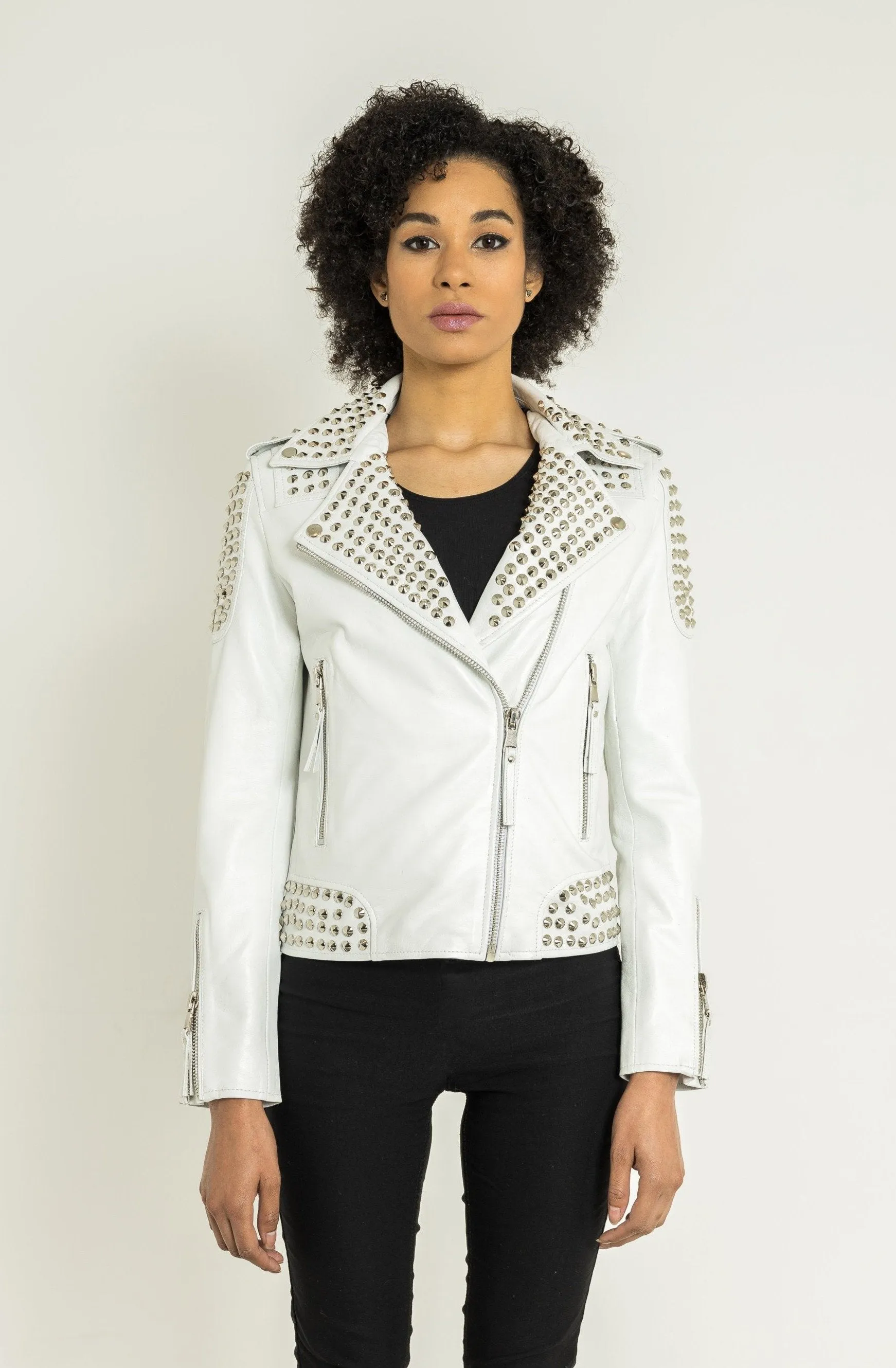 CRYSTAL Biker Studs | Blanc