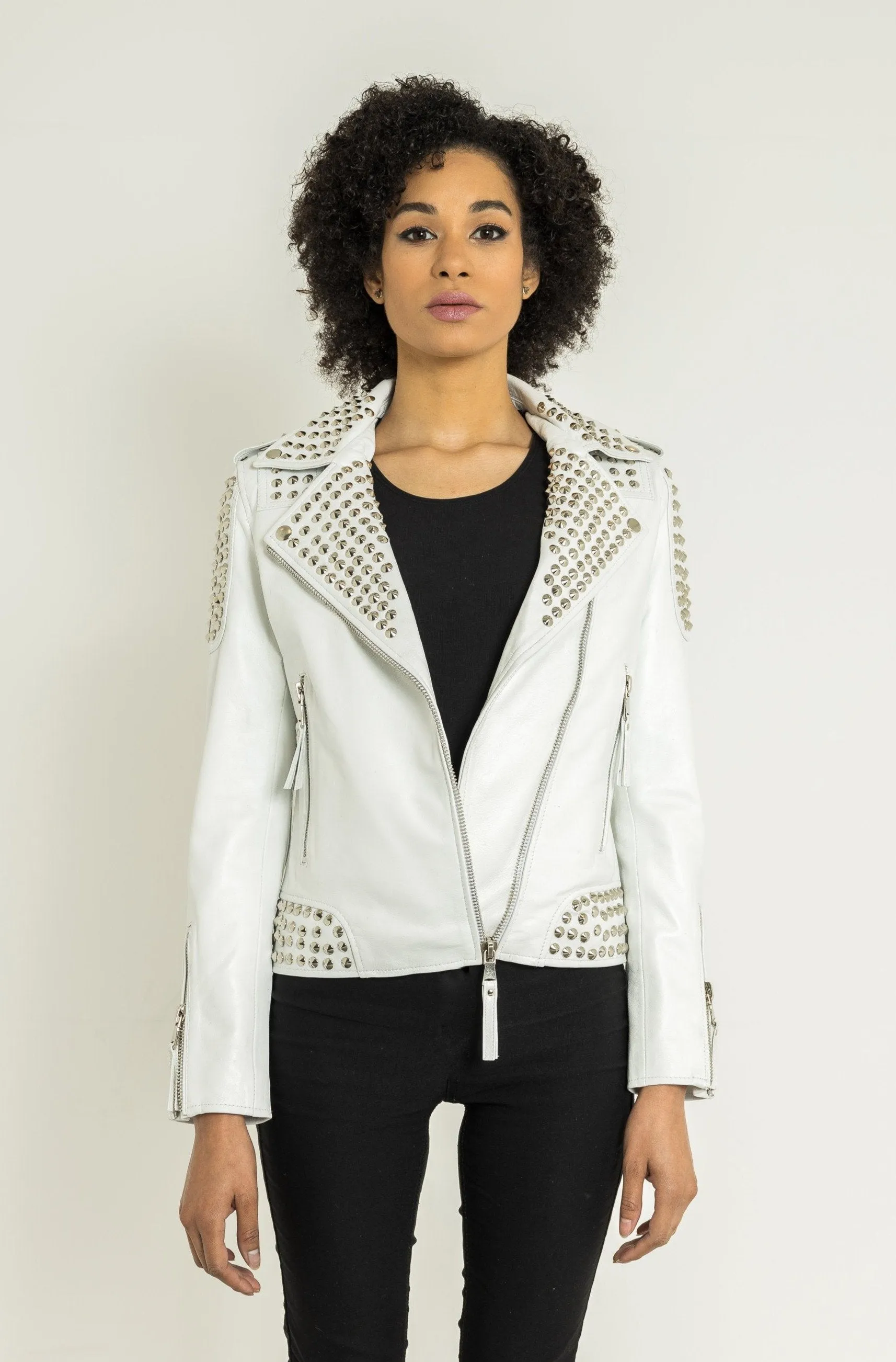 CRYSTAL Biker Studs | Blanc