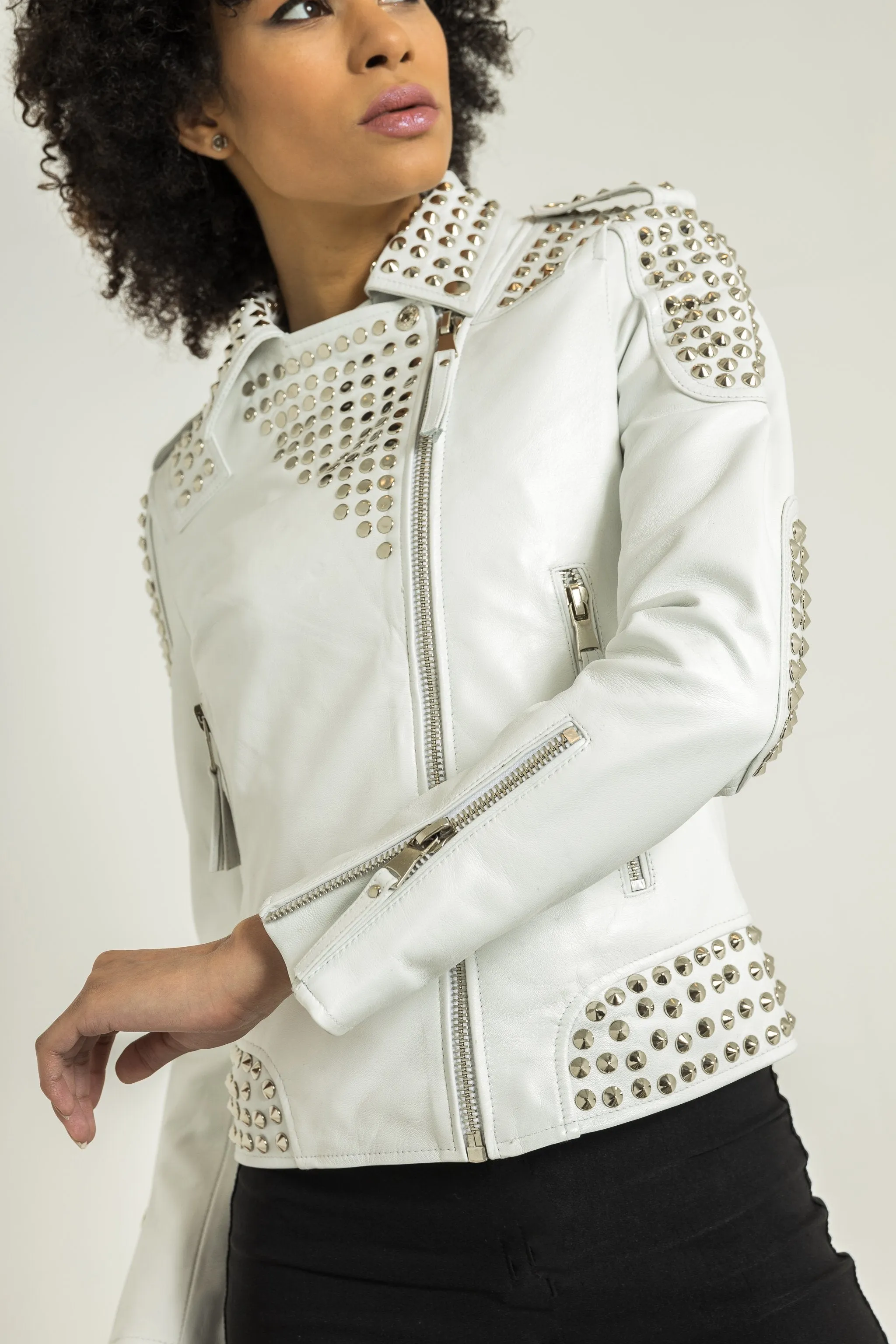 CRYSTAL Biker Studs | Blanc