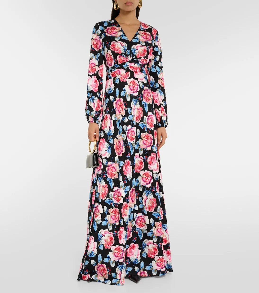 Diane Von Furstenberg Diane Von Furstenberg Floral Print Satin Maxi Dress, Pink